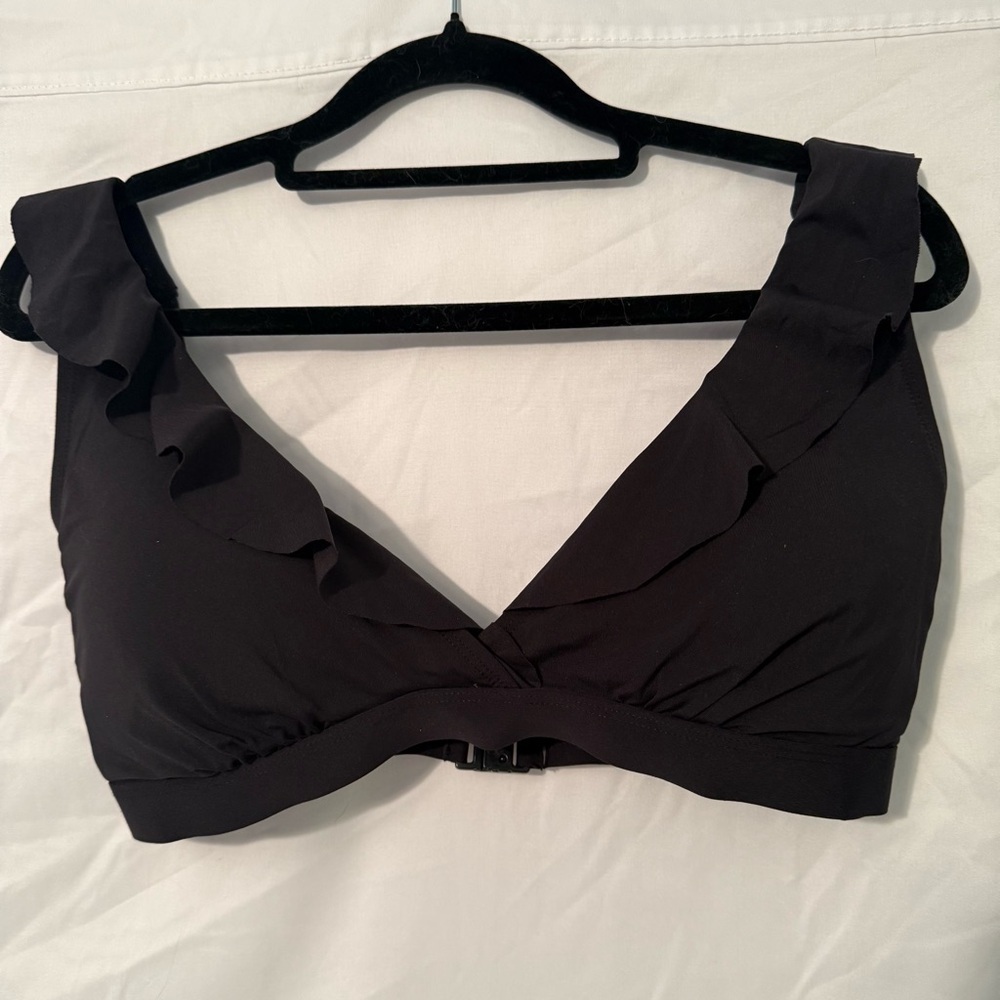 Nip Tuck Black Ruffled Bikini Top